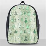 Green Christmas Trees, Cute, Doodle School Bag (Large)