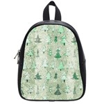 Green Christmas Trees, Cute, Doodle School Bag (Small)