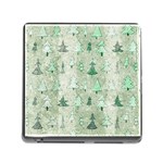 Green Christmas Trees, Cute, Doodle Memory Card Reader (Square 5 Slot)