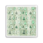 Green Christmas Trees, Cute, Doodle Memory Card Reader (Square)