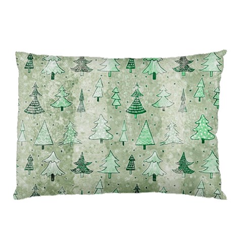 Green Christmas Trees, Cute, Doodle Pillow Case (Two Sides) from ArtsNow.com Front