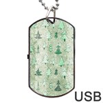 Green Christmas Trees, Cute, Doodle Dog Tag USB Flash (One Side)