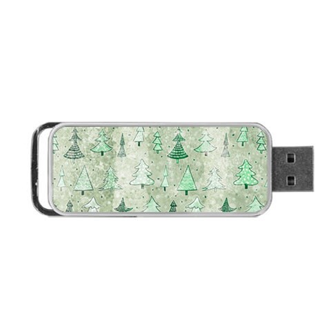 Green Christmas Trees, Cute, Doodle Portable USB Flash (One Side) from ArtsNow.com Front