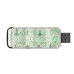 Green Christmas Trees, Cute, Doodle Portable USB Flash (One Side)