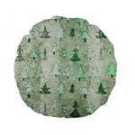 Green Christmas Trees, Cute, Doodle Standard 15  Premium Round Cushions