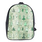 Green Christmas Trees, Cute, Doodle School Bag (XL)