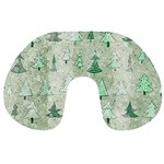 Green Christmas Trees, Cute, Doodle Travel Neck Pillow