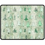 Green Christmas Trees, Cute, Doodle Two Sides Fleece Blanket (Medium)