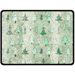 Green Christmas Trees, Cute, Doodle Two Sides Fleece Blanket (Large)