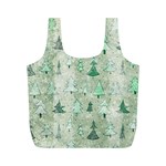 Green Christmas Trees, Cute, Doodle Full Print Recycle Bag (M)