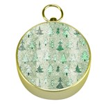 Green Christmas Trees, Cute, Doodle Gold Compasses