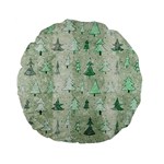 Green Christmas Trees, Cute, Doodle Standard 15  Premium Flano Round Cushions