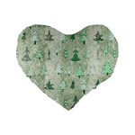 Green Christmas Trees, Cute, Doodle Standard 16  Premium Flano Heart Shape Cushions