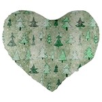 Green Christmas Trees, Cute, Doodle Large 19  Premium Flano Heart Shape Cushions