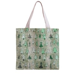 Green Christmas Trees, Cute, Doodle Zipper Grocery Tote Bag from ArtsNow.com Back