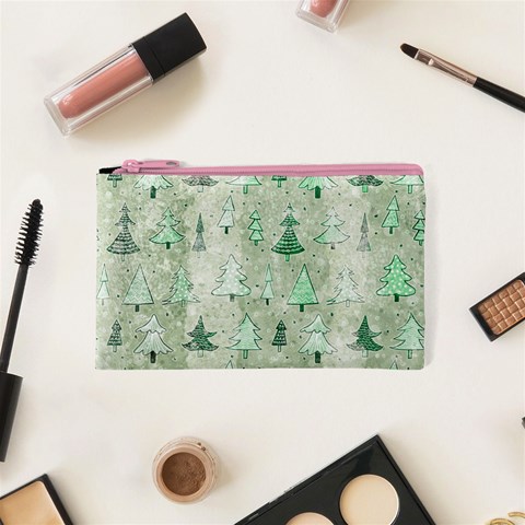 Green Christmas Trees, Cute, Doodle Cosmetic Bag (XS) from ArtsNow.com Front