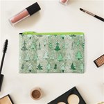 Green Christmas Trees, Cute, Doodle Cosmetic Bag (XS)