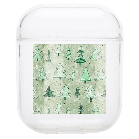 Green Christmas Trees, Cute, Doodle Soft TPU AirPods 1/2 Case from ArtsNow.com Front