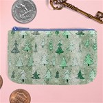 Green Christmas Trees, Cute, Doodle Large Coin Purse