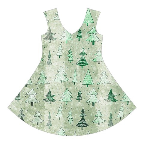 Green Christmas Trees, Cute, Doodle Short Sleeve V Front