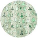 Green Christmas Trees, Cute, Doodle Wooden Bottle Opener (Round)