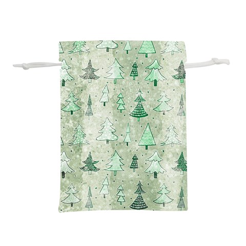 Green Christmas Trees, Cute, Doodle Lightweight Drawstring Pouch (S) from ArtsNow.com Front