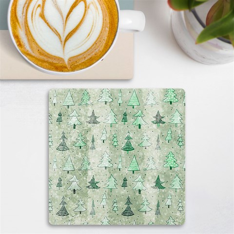 Green Christmas Trees, Cute, Doodle UV Print Square Tile Coaster  from ArtsNow.com Front