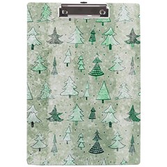 Green Christmas Trees, Cute, Doodle A4 Acrylic Clipboard from ArtsNow.com Front