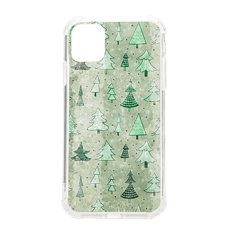 Green Christmas Trees, Cute, Doodle iPhone 11 TPU UV Print Case from ArtsNow.com Front