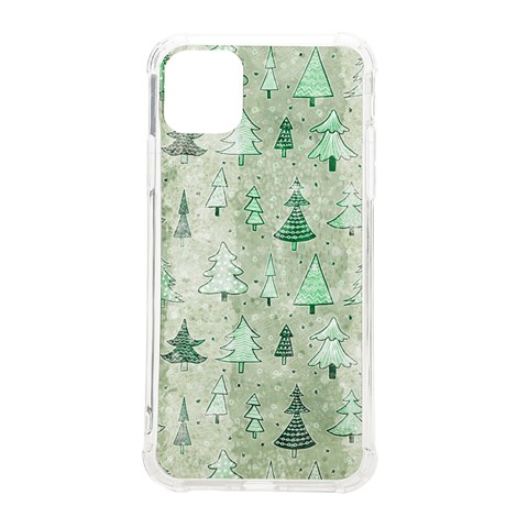 Green Christmas Trees, Cute, Doodle iPhone 11 Pro Max 6.5 Inch TPU UV Print Case from ArtsNow.com Front