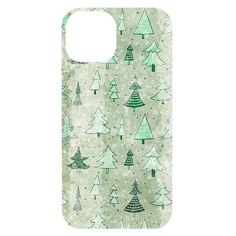 Green Christmas Trees, Cute, Doodle iPhone 14 Black UV Print Case from ArtsNow.com Front