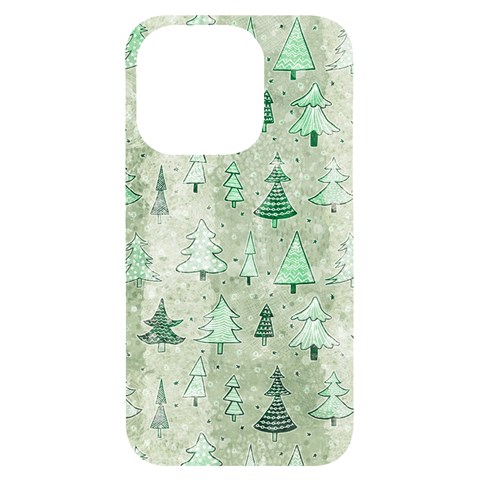 Green Christmas Trees, Cute, Doodle iPhone 14 Pro Black UV Print Case from ArtsNow.com Front