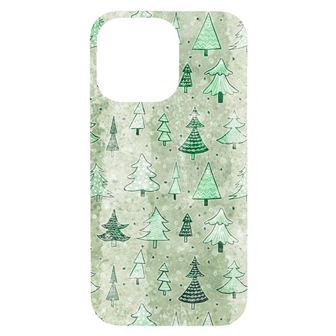 Green Christmas Trees, Cute, Doodle iPhone 14 Pro Max Black UV Print Case from ArtsNow.com Front