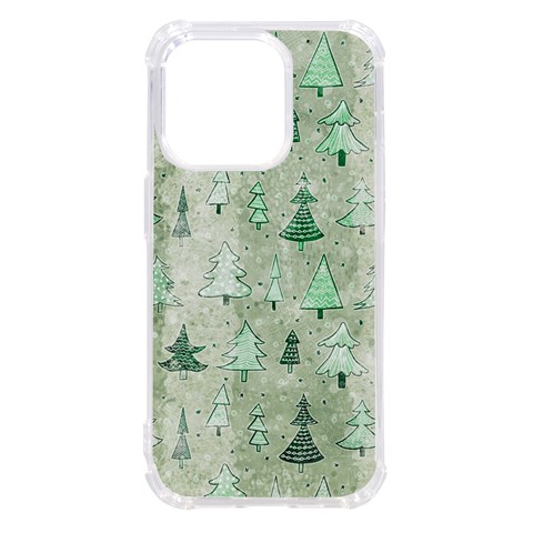 Green Christmas Trees, Cute, Doodle iPhone 14 Pro TPU UV Print Case from ArtsNow.com Front