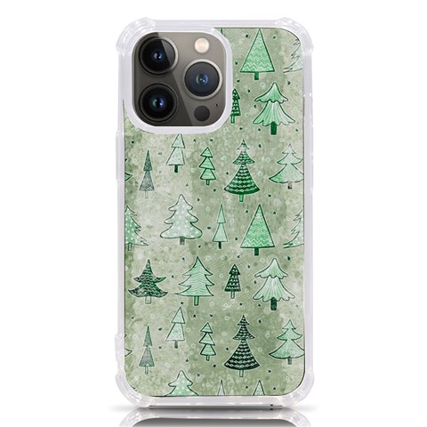 Green Christmas Trees, Cute, Doodle iPhone 13 Pro TPU UV Print Case from ArtsNow.com Front