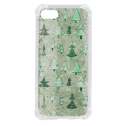 Green Christmas Trees, Cute, Doodle iPhone SE from ArtsNow.com Front