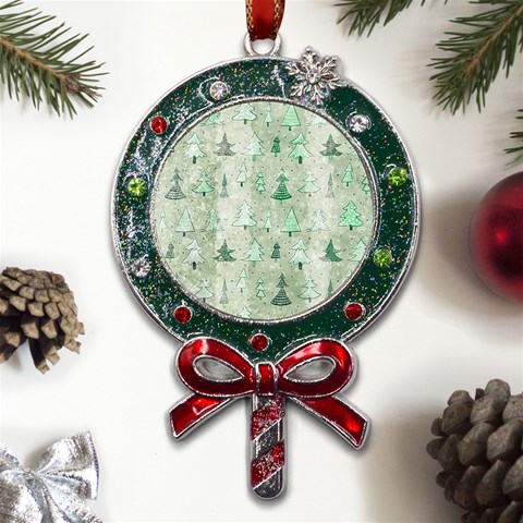 Green Christmas Trees, Cute, Doodle Metal X Mas Lollipop with Crystal Ornament from ArtsNow.com Front