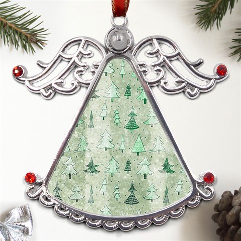 Green Christmas Trees, Cute, Doodle Metal Angel with Crystal Ornament from ArtsNow.com Front