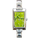 Lime Slices Close Up, Fresh, Fruit, Green Lemon Rectangle Italian Charm Watch