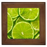 Lime Slices Close Up, Fresh, Fruit, Green Lemon Framed Tile