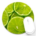 Lime Slices Close Up, Fresh, Fruit, Green Lemon Round Mousepad