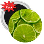 Lime Slices Close Up, Fresh, Fruit, Green Lemon 3  Magnets (10 pack) 