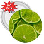 Lime Slices Close Up, Fresh, Fruit, Green Lemon 3  Buttons (100 pack) 