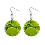 Lime Slices Close Up, Fresh, Fruit, Green Lemon Mini Button Earrings