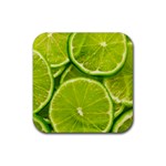 Lime Slices Close Up, Fresh, Fruit, Green Lemon Rubber Coaster (Square)