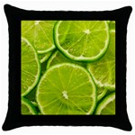 Lime Slices Close Up, Fresh, Fruit, Green Lemon Throw Pillow Case (Black)