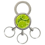 Lime Slices Close Up, Fresh, Fruit, Green Lemon 3-Ring Key Chain