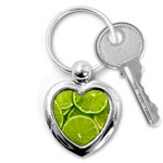 Lime Slices Close Up, Fresh, Fruit, Green Lemon Key Chain (Heart)