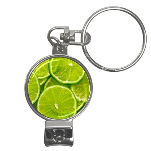 Lime Slices Close Up, Fresh, Fruit, Green Lemon Nail Clippers Key Chain from ArtsNow.com Front