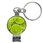 Lime Slices Close Up, Fresh, Fruit, Green Lemon Nail Clippers Key Chain